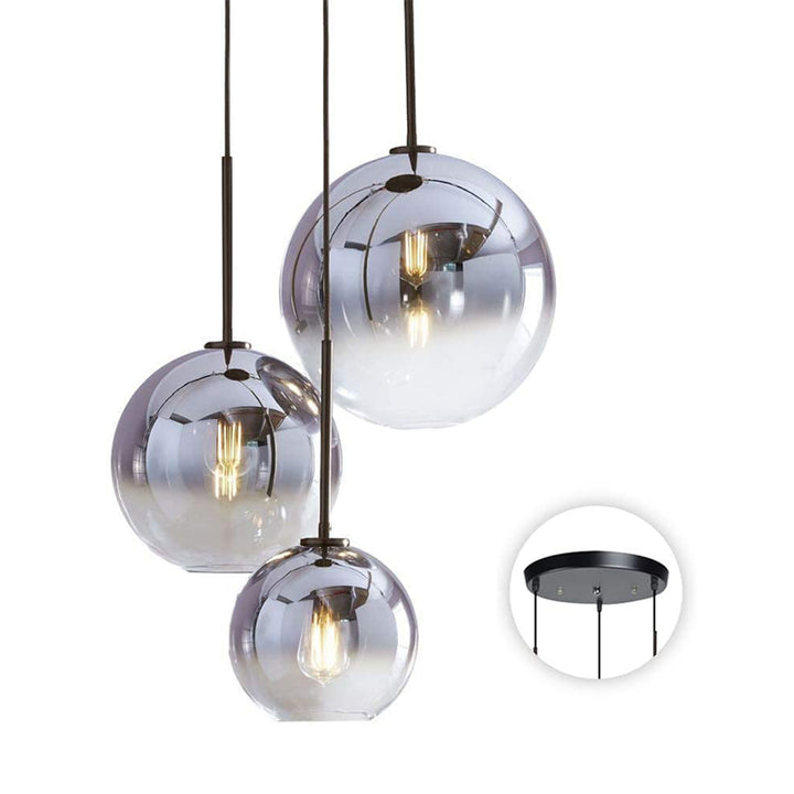 KCO 3-Light Silver Gradient Glass Globe Ceiling Pendant Light (L7088)