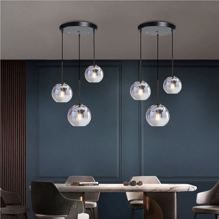 KCO 3-Light Silver Gradient Glass Globe Ceiling Pendant Light (L7088)