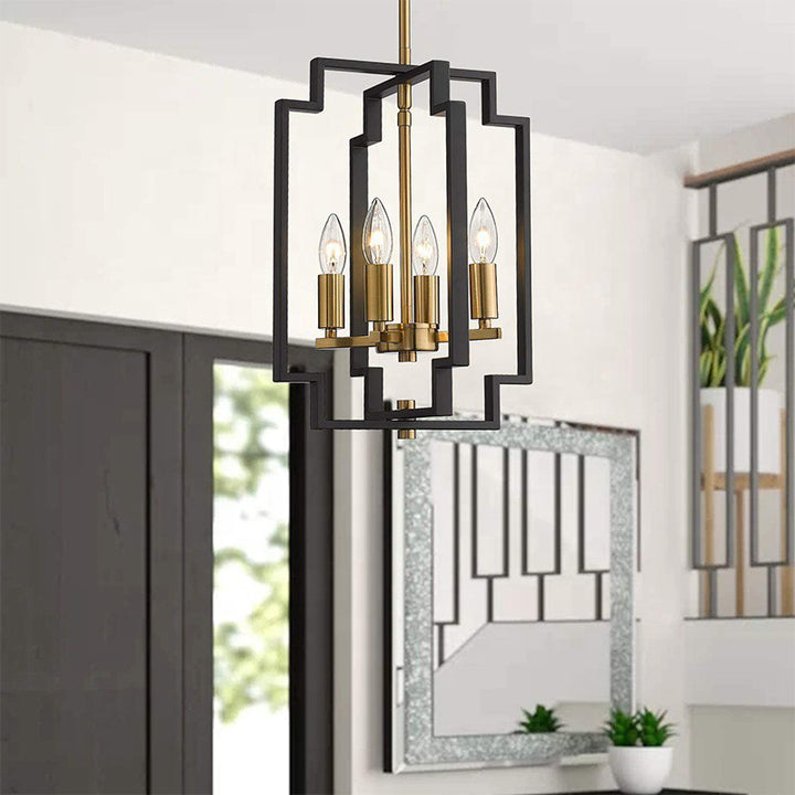 KCO Black Gold Lantern Pendant Light Metal Chandelier(L7122)