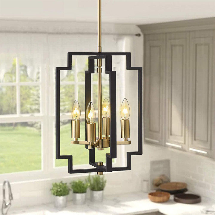 KCO Black Gold Lantern Pendant Light Metal Chandelier(L7122)