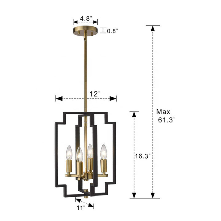 KCO Black Gold Lantern Pendant Light Metal Chandelier(L7122)