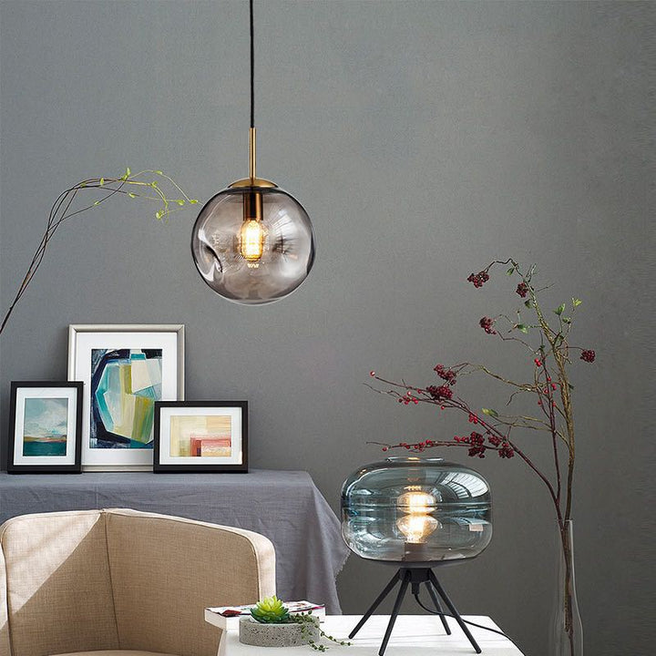 KCO Modern Irregular 9.8 Amber Globe Hanging Pendant Light (L7080)