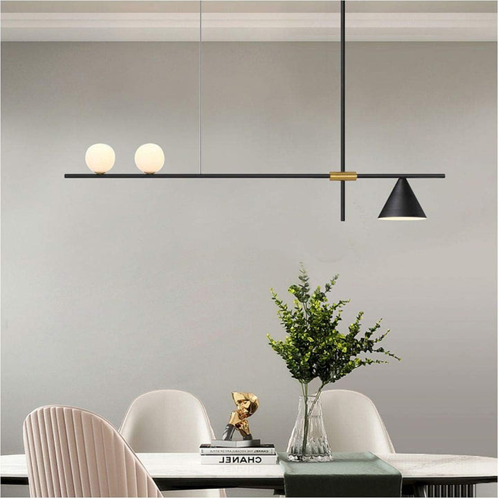 KCO Matte Black Linear Pendant Light Farmhouse Kitchen Island Rectangle Pendant Lighting (L7170)