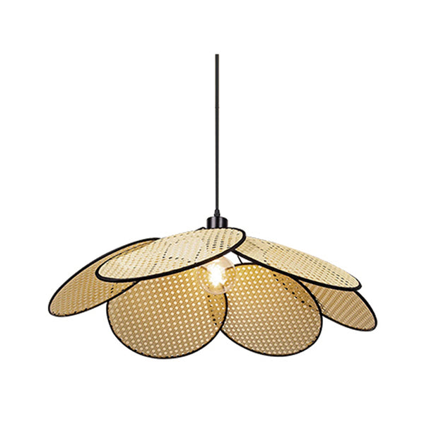 KCO Natural Rattan Petal Pendant Light Woven Chandelier (L7078)