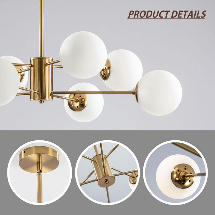 KCO Modern Glass Sputnik Chandelier with 8 Lights for Kitchen (L7130G)