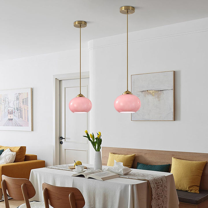 KCO Modern Adjustable Brass Ceiling Pendant Lighting with Yellow Lampshade (L7166)