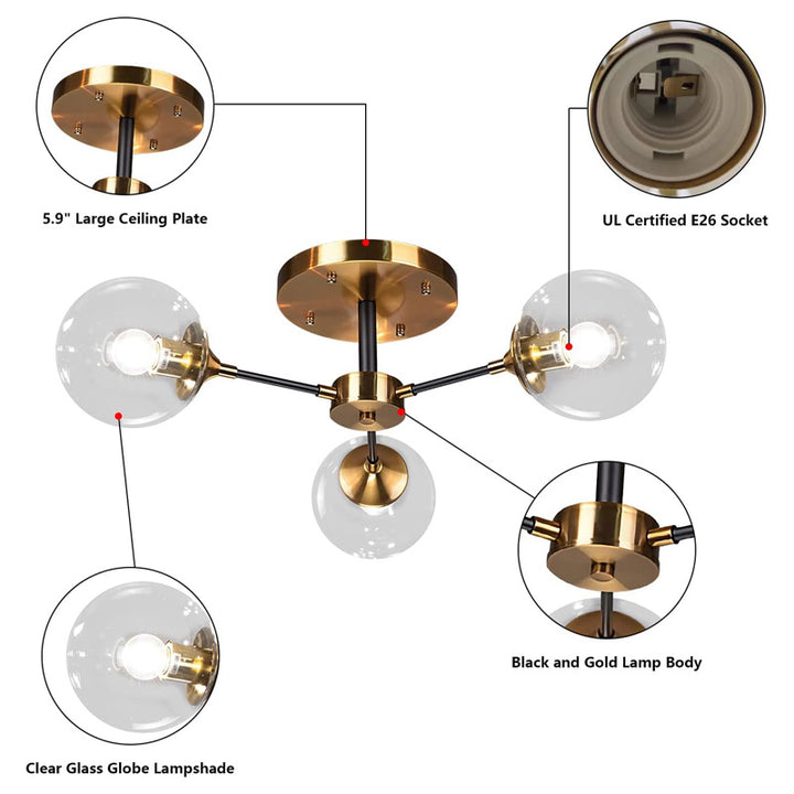 KCO Mid-Century Modern Semi-Flush Mount Ceiling Light (C9037)