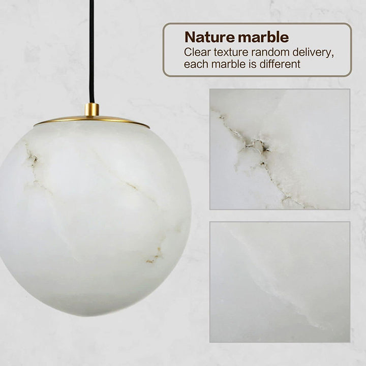 KCO Marble Globe Black Gold Pendant Light with Adjustable Cord (L7153)