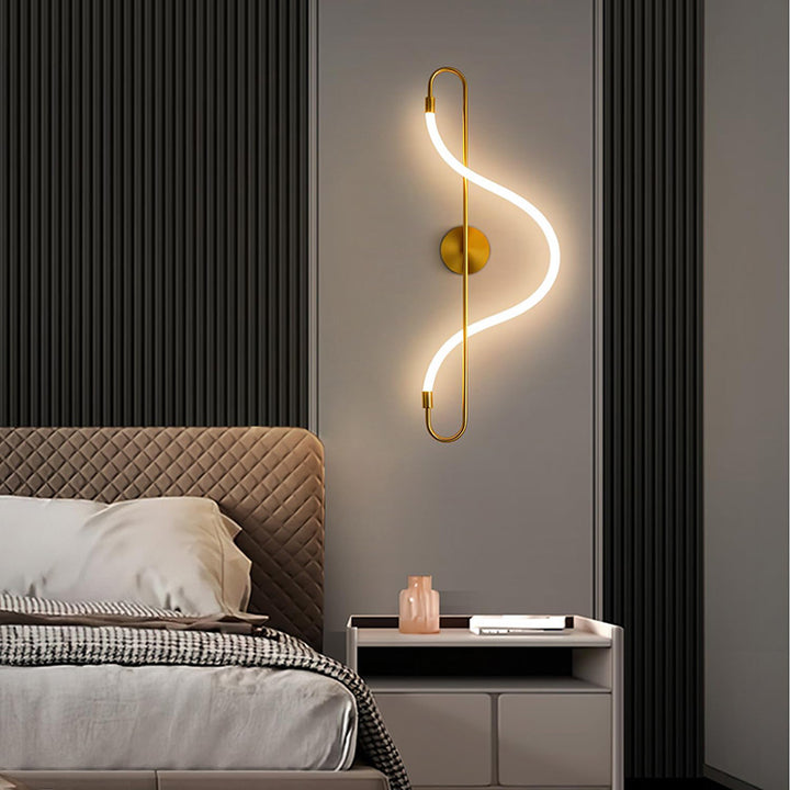 KCO Modern Curve Brushed Brass Long Tube LED Wall Lighting (W8069)